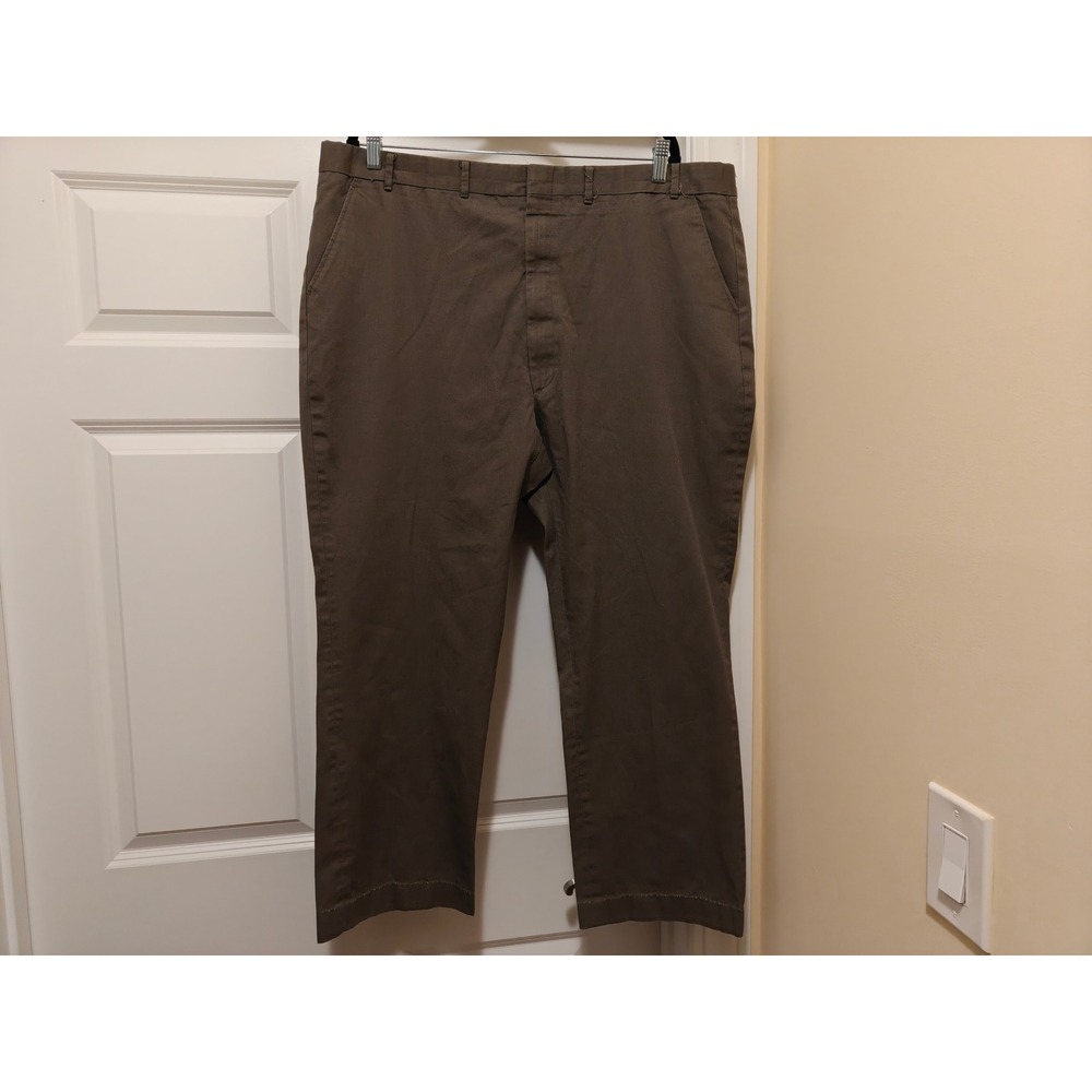 David Taylor Mens Brown Chino Pants 44x30 Straight Leg Flat Front Perma-Prest